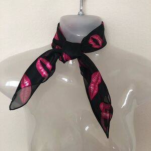 Hot Pink Lips Kiss Scarf made in Korea black and pink